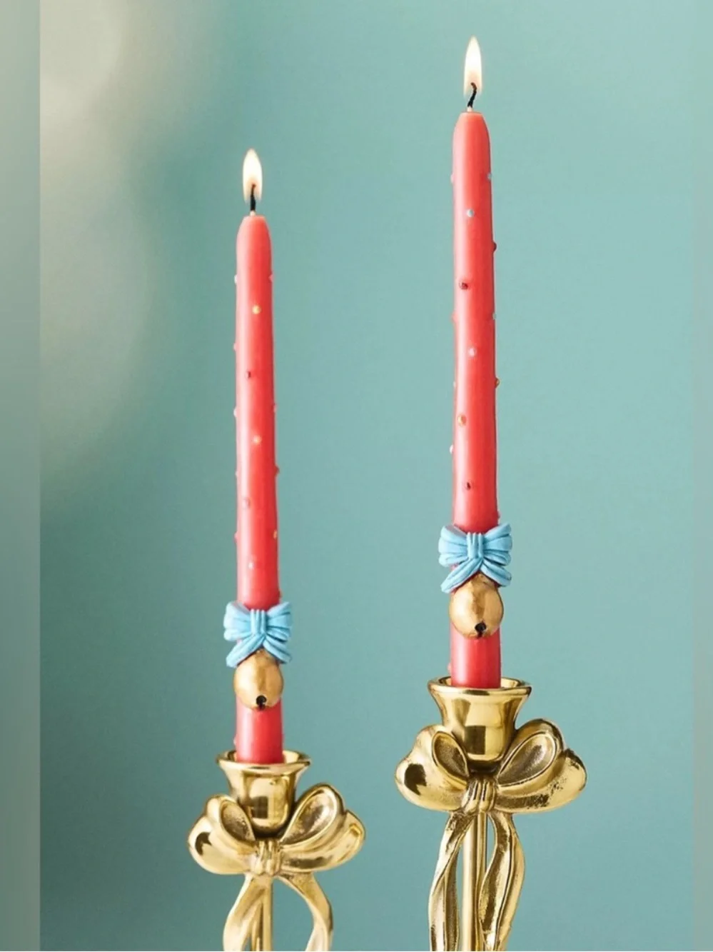 Anthropologie Festive Icon Bells Christmas Taper Candles 2 Pack New In Box
